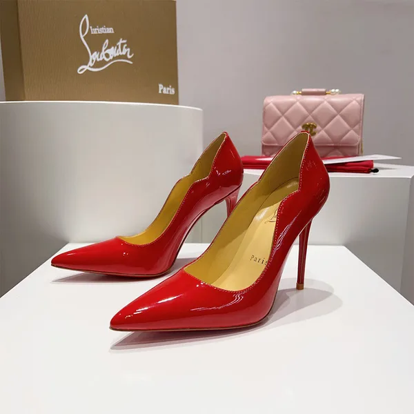 Christian Louboutin Hot Chick Scalloped Patent Pumps Red product view 2