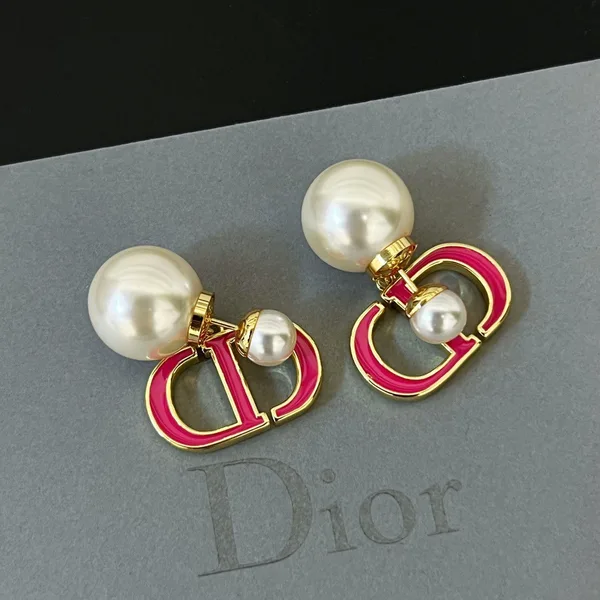 Dior Tribales Earrings in Metal and White Pearl-Effect Details with Rani Pink Lacquer product view 6