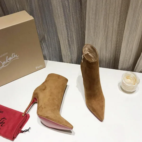 Christian Louboutin So Kate Booty 100 Suede-Effect Ankle Boots Brown product view 8
