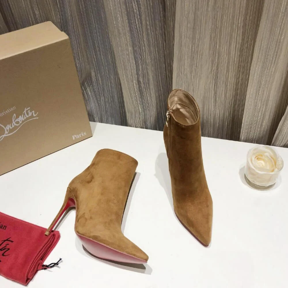 Christian Louboutin So Kate Booty 100 Suede-Effect Ankle Boots Brown product view 8