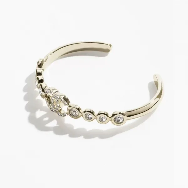 Chanel Rhinestone CC Open Cuff Gold-Tone product view 3