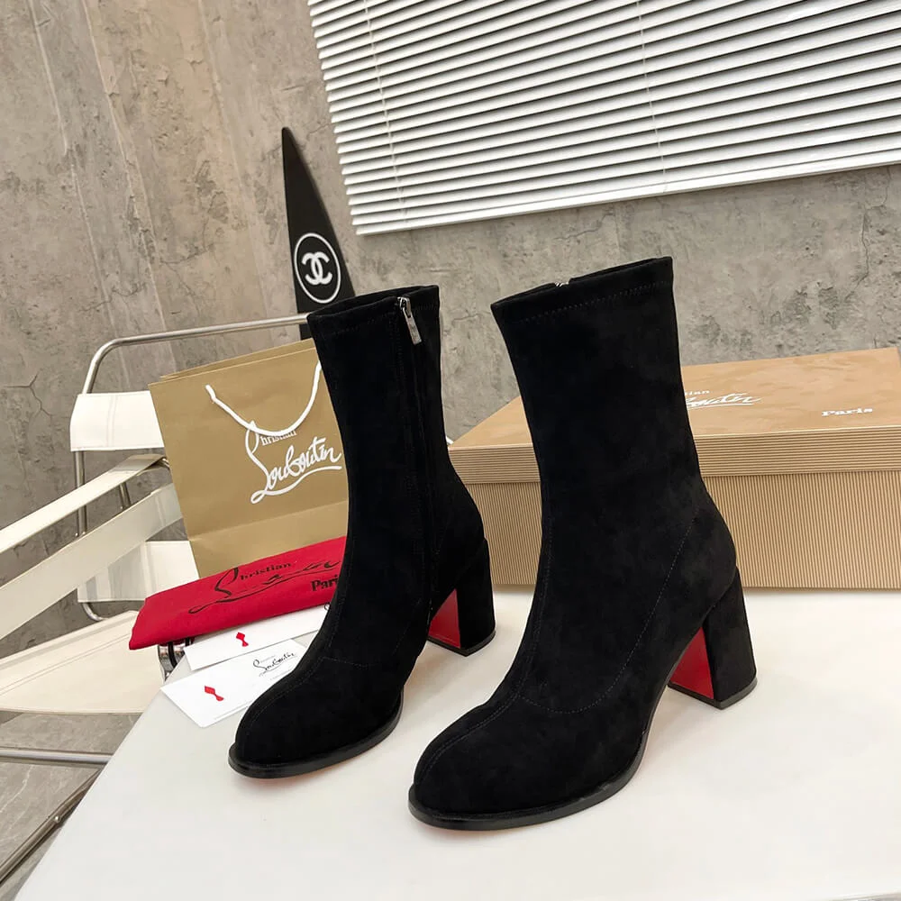 Christian Louboutin Strechadoxa 70 Suede-Effect Ankle Boots Black product view 4