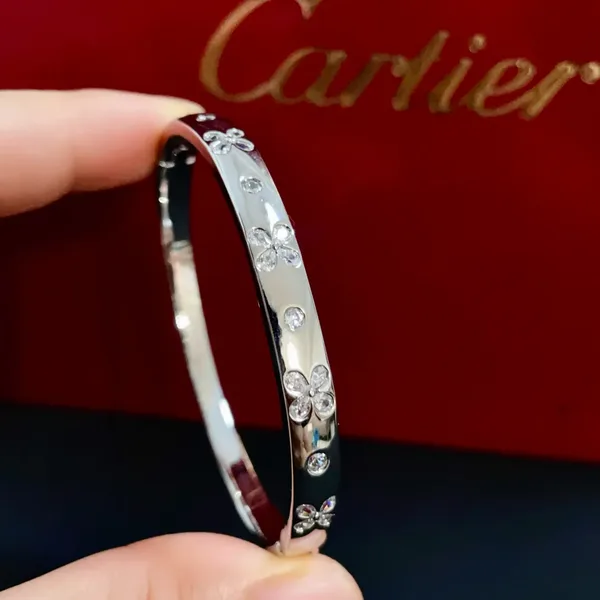 Cartier Love Silver-Tone Screw Bangle with Pave-Effect Details product view 4