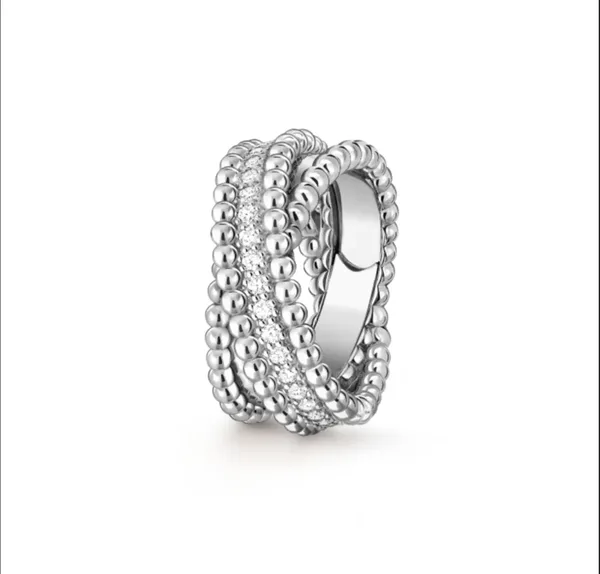 Van Cleef  Arpels Perlee Silver-Tone Beaded Ring with Pave-Effect Detail product photo