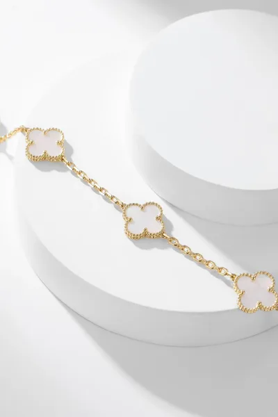 Van Cleef  Arpels Alhambra White Ten-Motif Gold-Tone Necklace product view 7