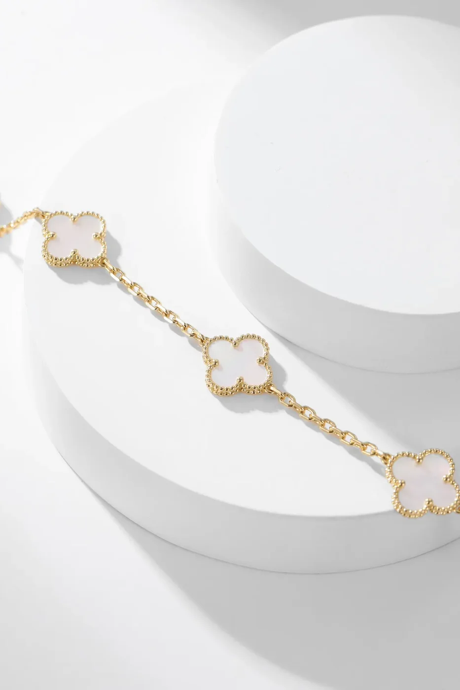 Van Cleef  Arpels Alhambra White Ten-Motif Gold-Tone Necklace product view 7