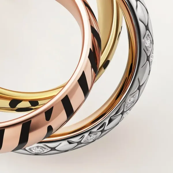Cartier Trinity Three-Tone Animal-Pattern Interlocking Ring product view 7