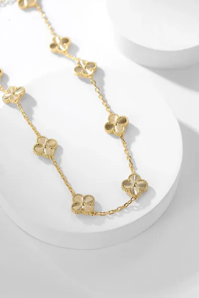 Van Cleef  Arpels Alhambra Pave-Effect Ten-Motif Gold-Tone Necklace product view 7