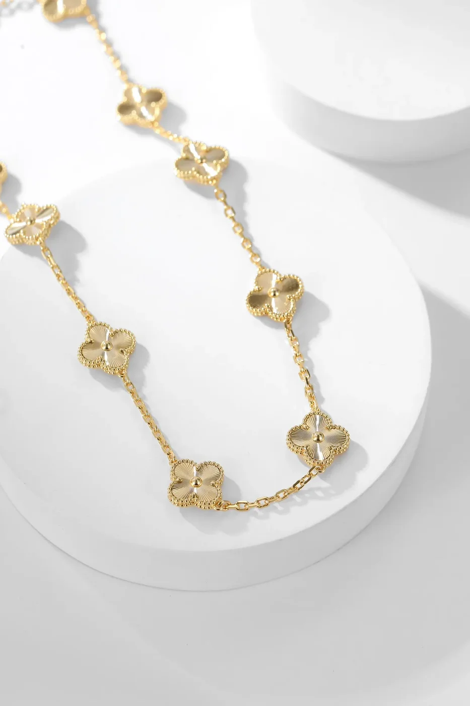 Van Cleef  Arpels Alhambra Pave-Effect Ten-Motif Gold-Tone Necklace product view 7