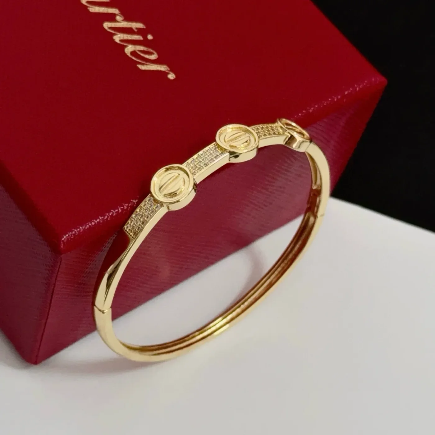 Cartier Love Gold-Tone Bangle with Three Pave-Effect Screw Motifs product view 8