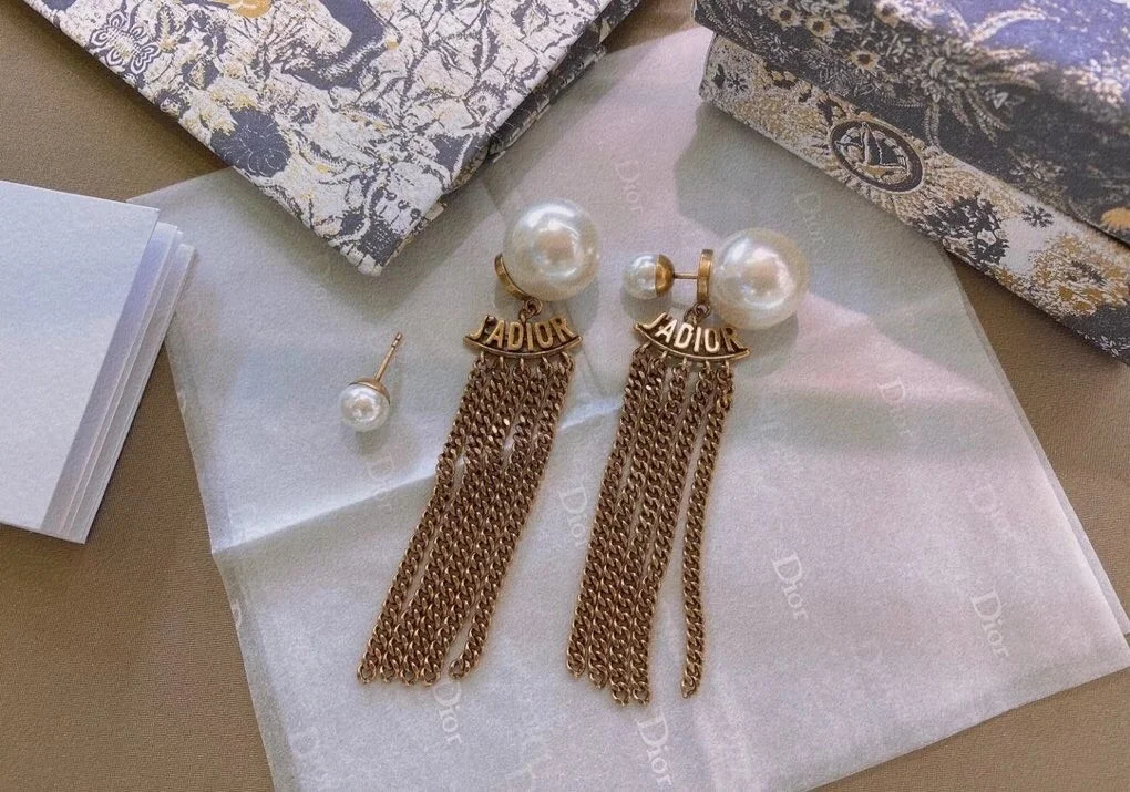 Dior Tribales Chain Earrings In Antique Gold-Finish Metal product view 2
