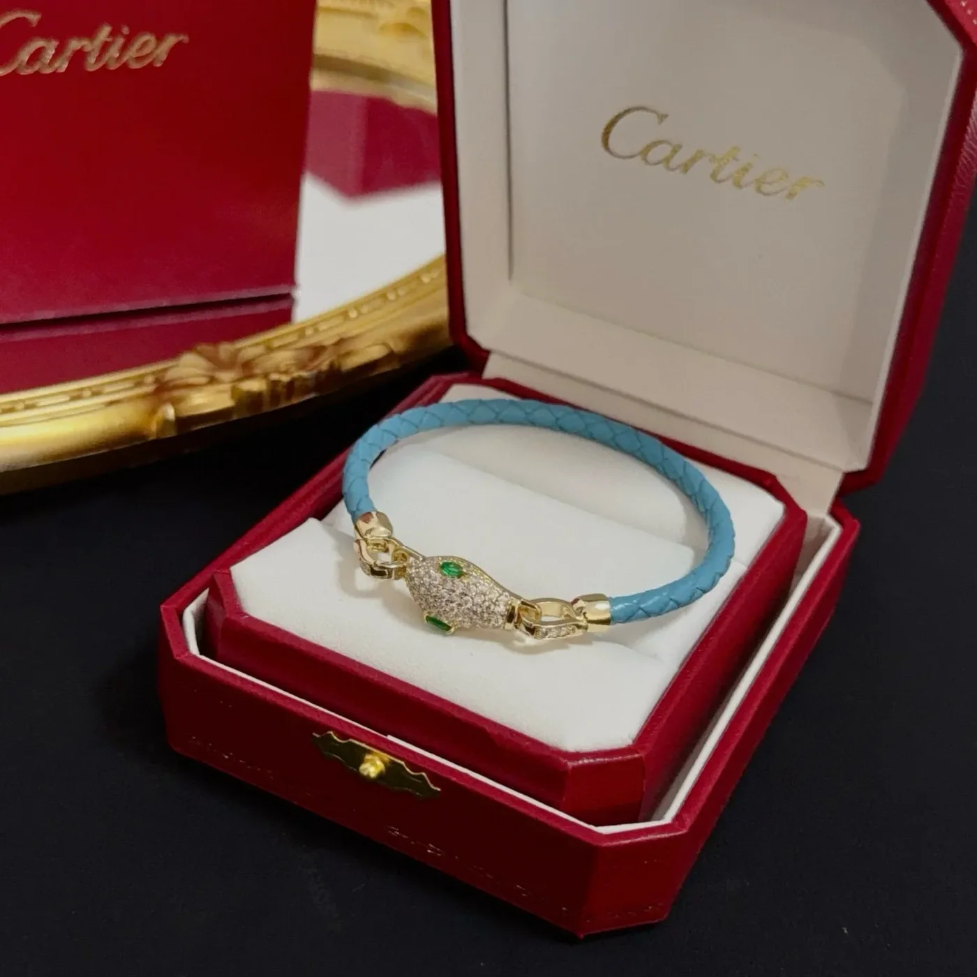 Cartier Panthere Blue Braided Bracelet with Gold-Tone Panther Clasp product view 2