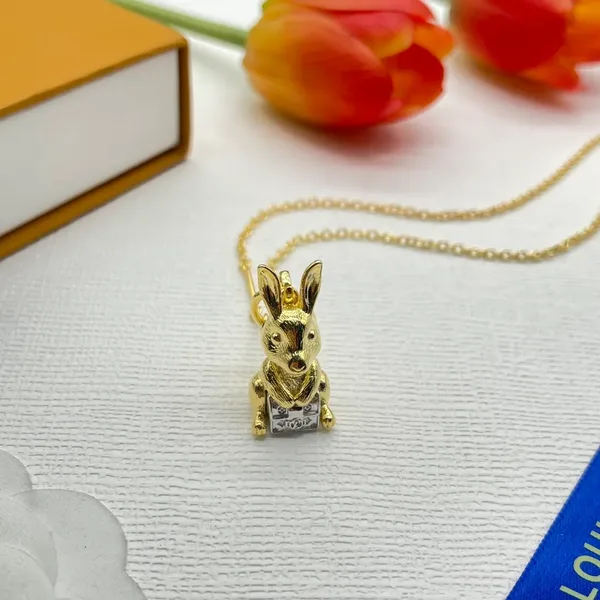 Louis Vuitton Sculptural Rabbit Pendant Necklace Gold-Tone product photo