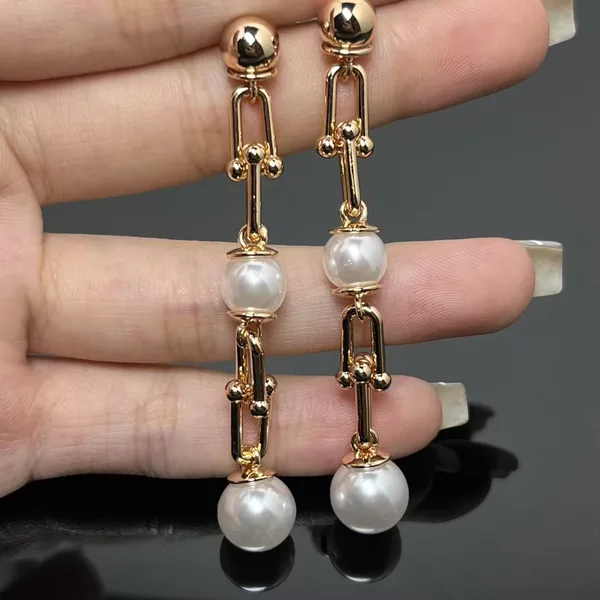 Tiffany  Co. HardWear Triple Drop Pearl-Effect Earrings Rose-Tone product view 2