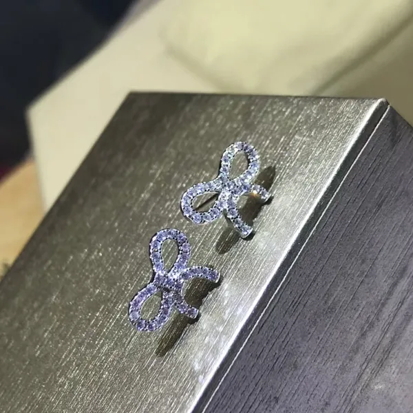Tiffany  Co. Pavé-Effect Bow Stud Earrings Silver-Tone product view 2