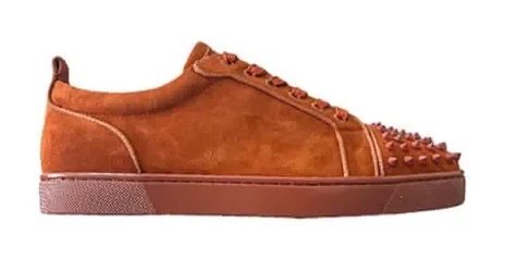 Christian Louboutin Louis Junior Spikes Suede-Effect Sneakers Rust product view 1
