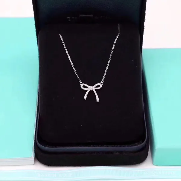 Tiffany  Co. Mini Pavé-Effect Bow Necklace Silver-Tone product view 3
