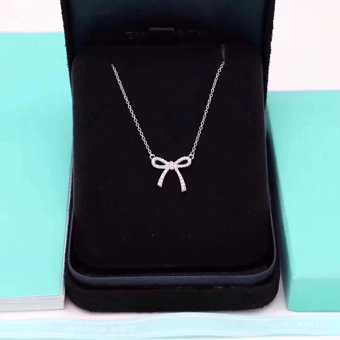 Tiffany  Co. Mini Pavé-Effect Bow Necklace Silver-Tone product view 3