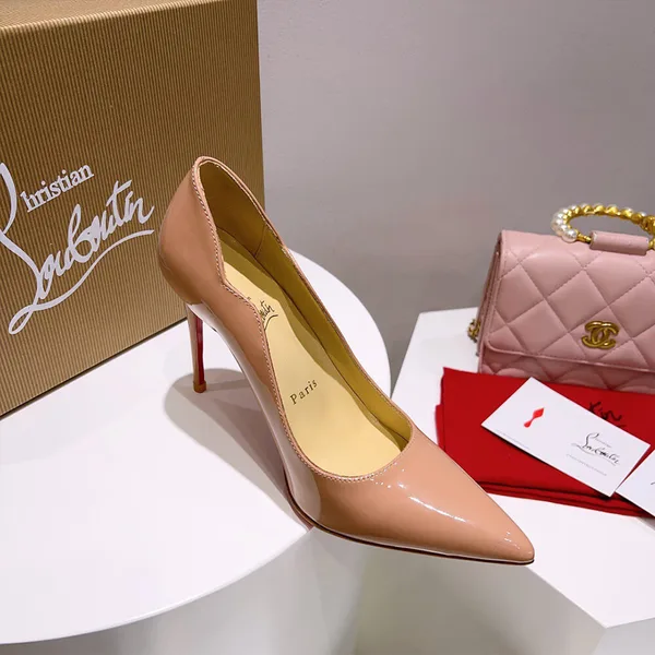 Christian Louboutin Hot Chick Scalloped Patent Pumps Nude Pink product view 5