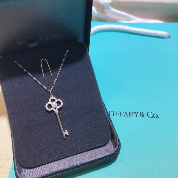 Tiffany  Co. Crown Key Pendant Necklace Silver-Tone product photo