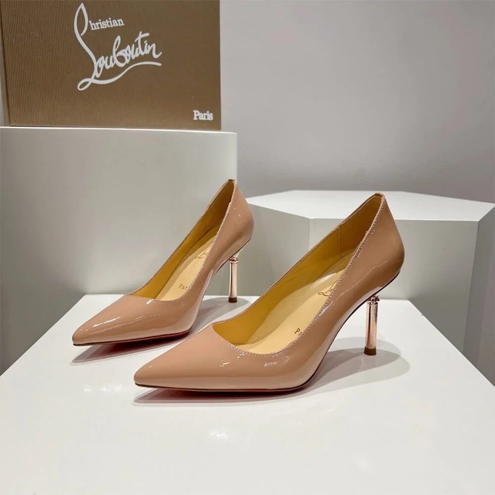 Christian Louboutin Scepter 85 Patent Pumps Nude Pink product view 2