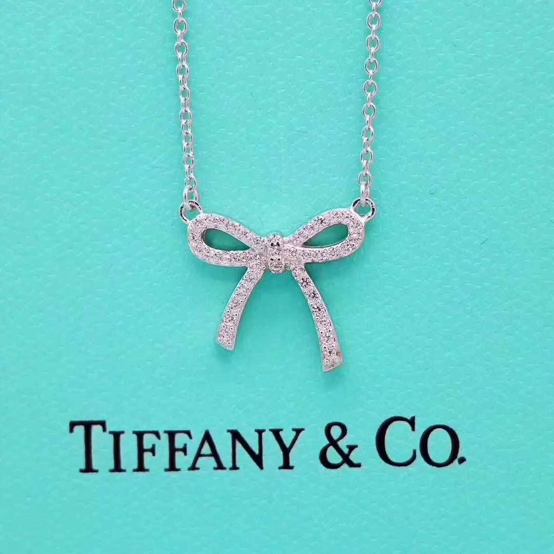 Tiffany  Co. Mini Pavé-Effect Bow Necklace Silver-Tone product view 1