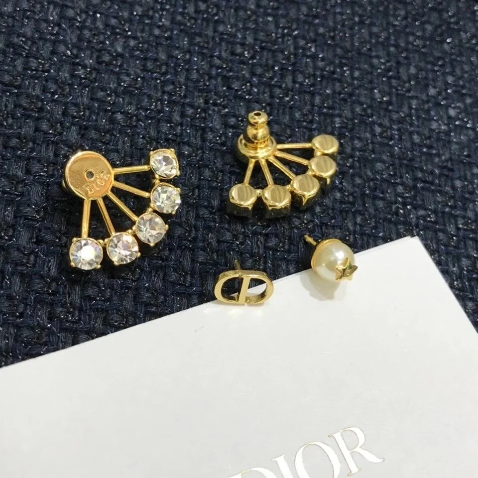 Dior Tribales Fan Earrings — Gold-Tone with Crystal-Effect Details product view 6