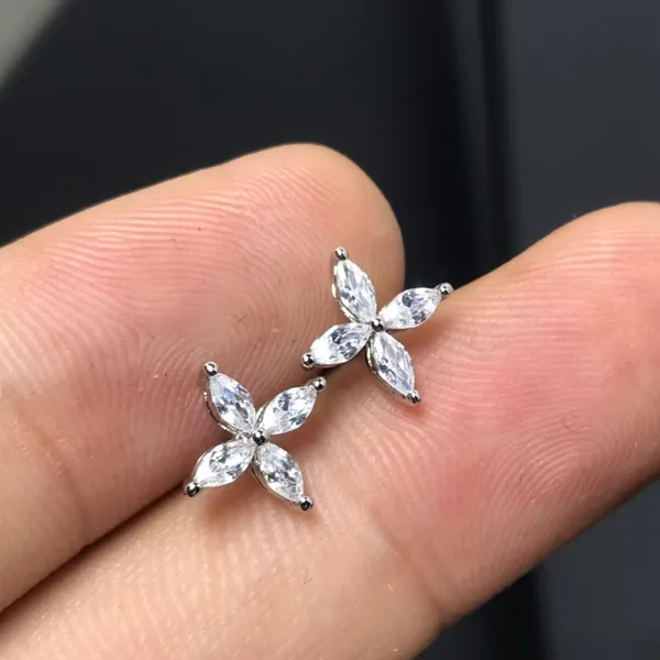 Tiffany  Co. Victoria Flower Stud Earrings Silver-Tone product view 2