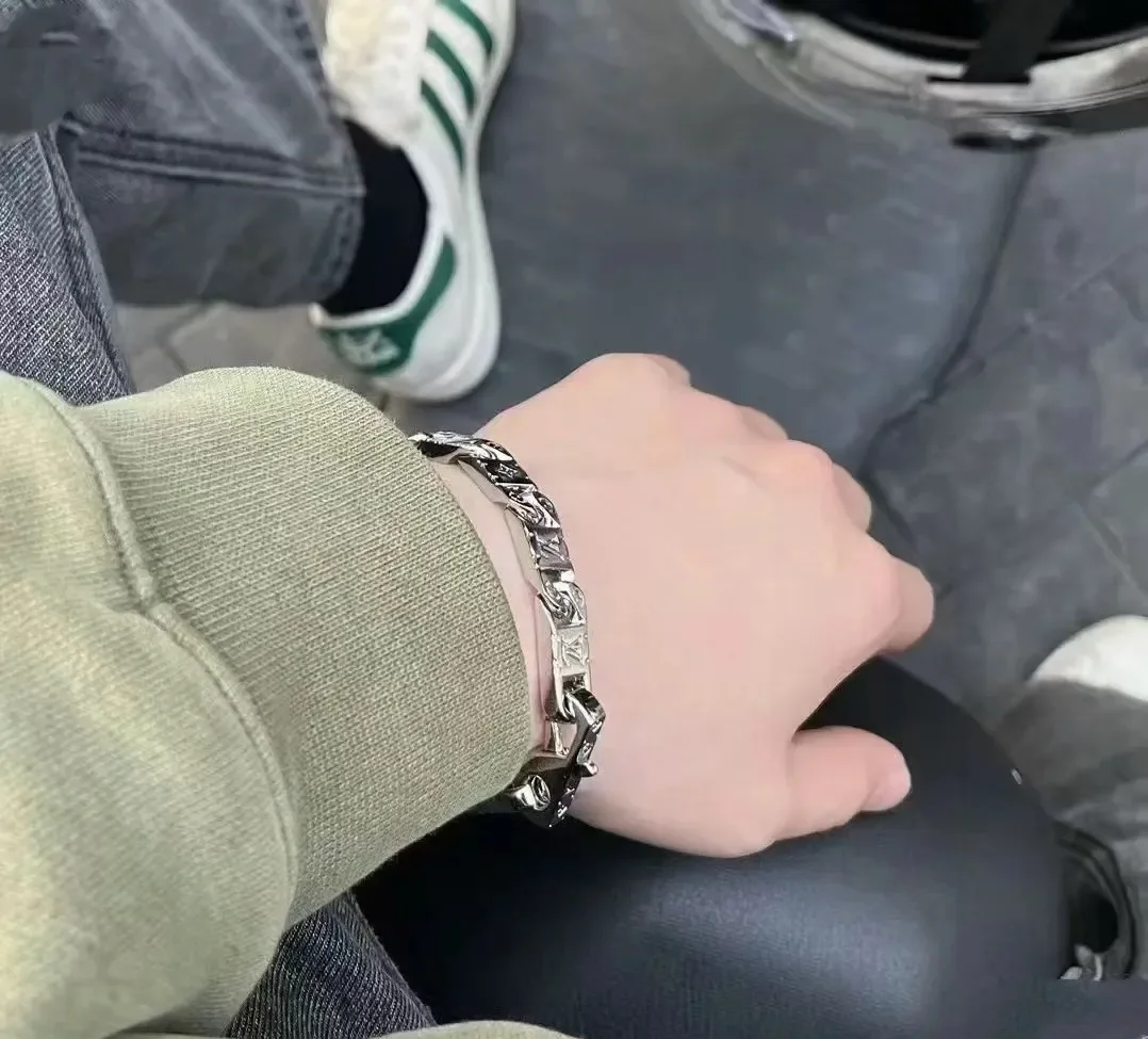 Louis Vuitton Monogram Plate Link Bracelet Silver-Tone product view 6