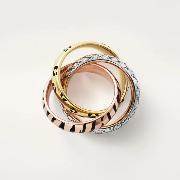 Cartier Trinity Three-Tone Animal-Pattern Interlocking Ring product view 5