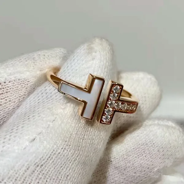 Tiffany  Co. Double T Colored Inlay Ring Rose-Tone with Black Inlay product photo