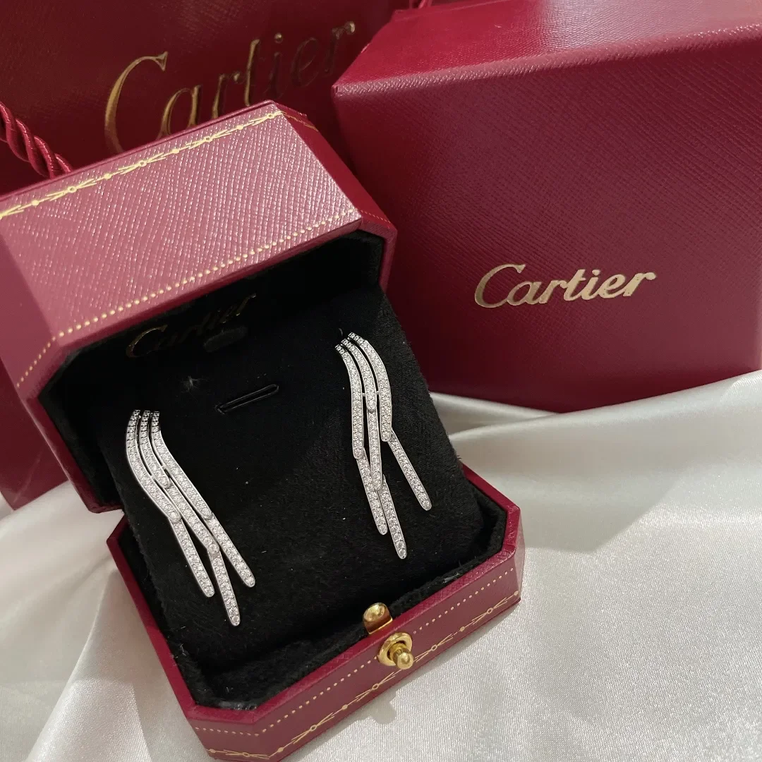 Cartier Silver-Tone Fringe Tassel Drop Earrings product view 3