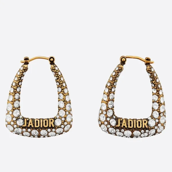 Dior J’Adior Hoop Earrings In Antique Gold-Tone Metal and Crystals product photo