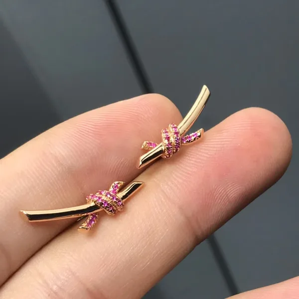 Tiffany  Co. Knot Pink Pavé-Effect Stud Earrings Rose-Tone product view 6