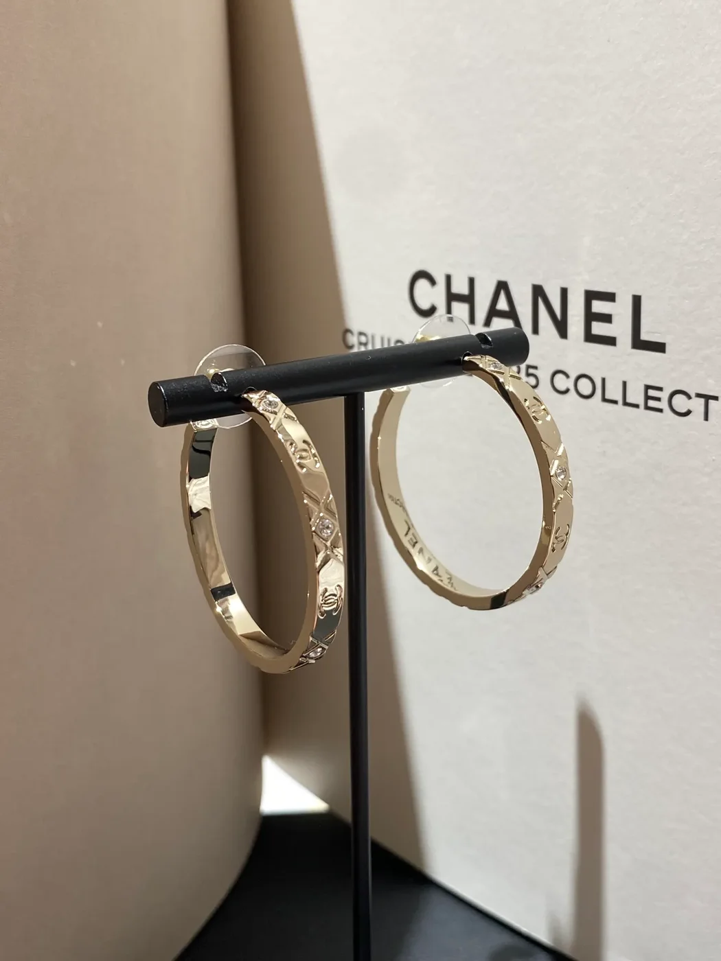 Chanel Large CC Hoop Earrings Gold-Tone product view 1
