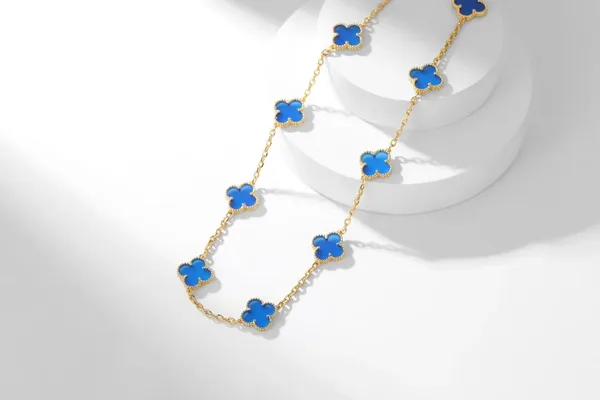 Van Cleef  Arpels Alhambra Blue Ten-Motif Gold-Tone Necklace product view 5