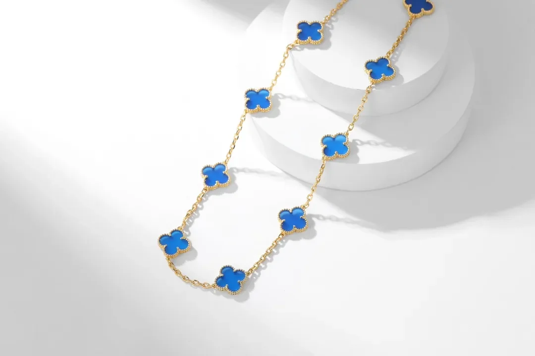 Van Cleef  Arpels Alhambra Blue Ten-Motif Gold-Tone Necklace product view 5