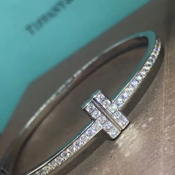 Tiffany  Co. Double T Full Pavé-Effect Bangle Silver-Tone product photo
