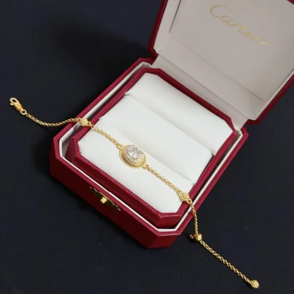 Cartier Gold-Tone Chain Bracelet with Round Pave-Effect Center product view 7