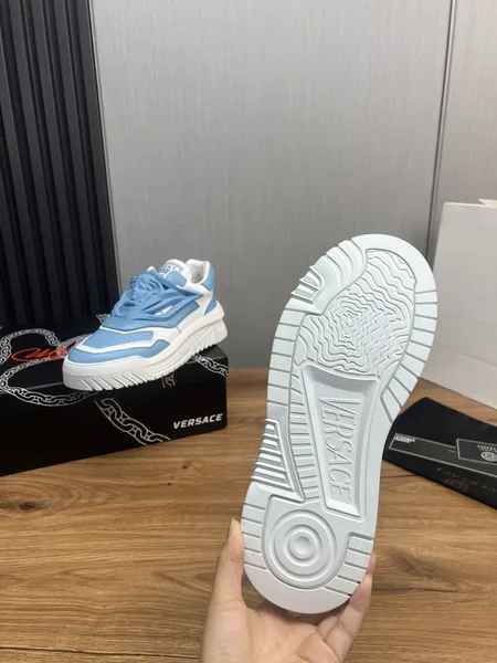 Versace Blue  White Leather Sneakers product view 8