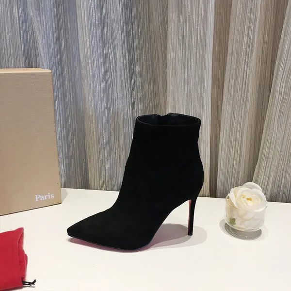 Christian Louboutin So Kate Booty 100 Suede-Effect Ankle Boots Black product view 8