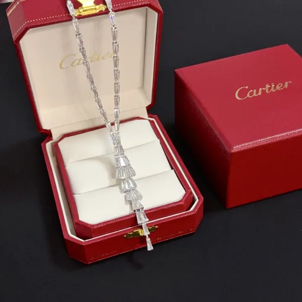 Cartier Silver-Tone Graduated Fringe Bar Necklace product photo