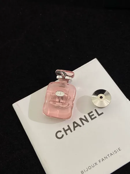 Chanel Perfume Bottle Brooch Pink and Silver-Tone product photo