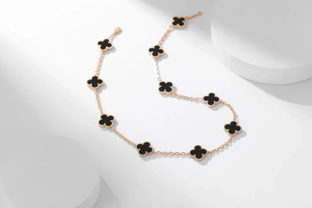Van Cleef  Arpels Alhambra Black Ten-Motif Gold-Tone Necklace product view 1