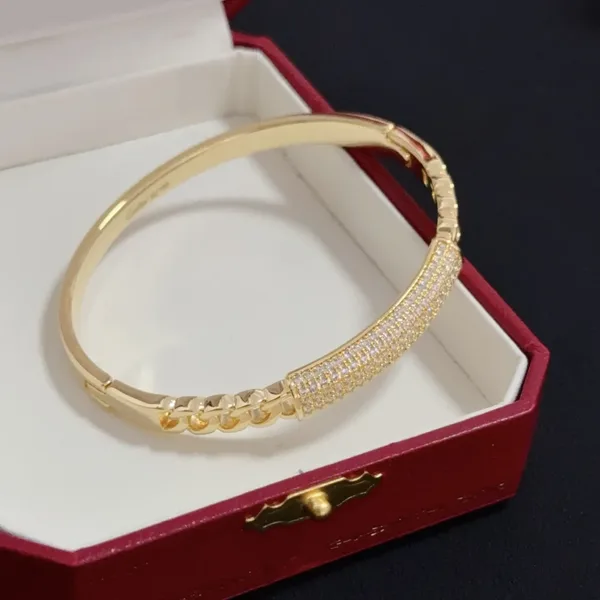 Cartier Gold-Tone Chain-Link Bangle with Pave-Effect Panel product view 5