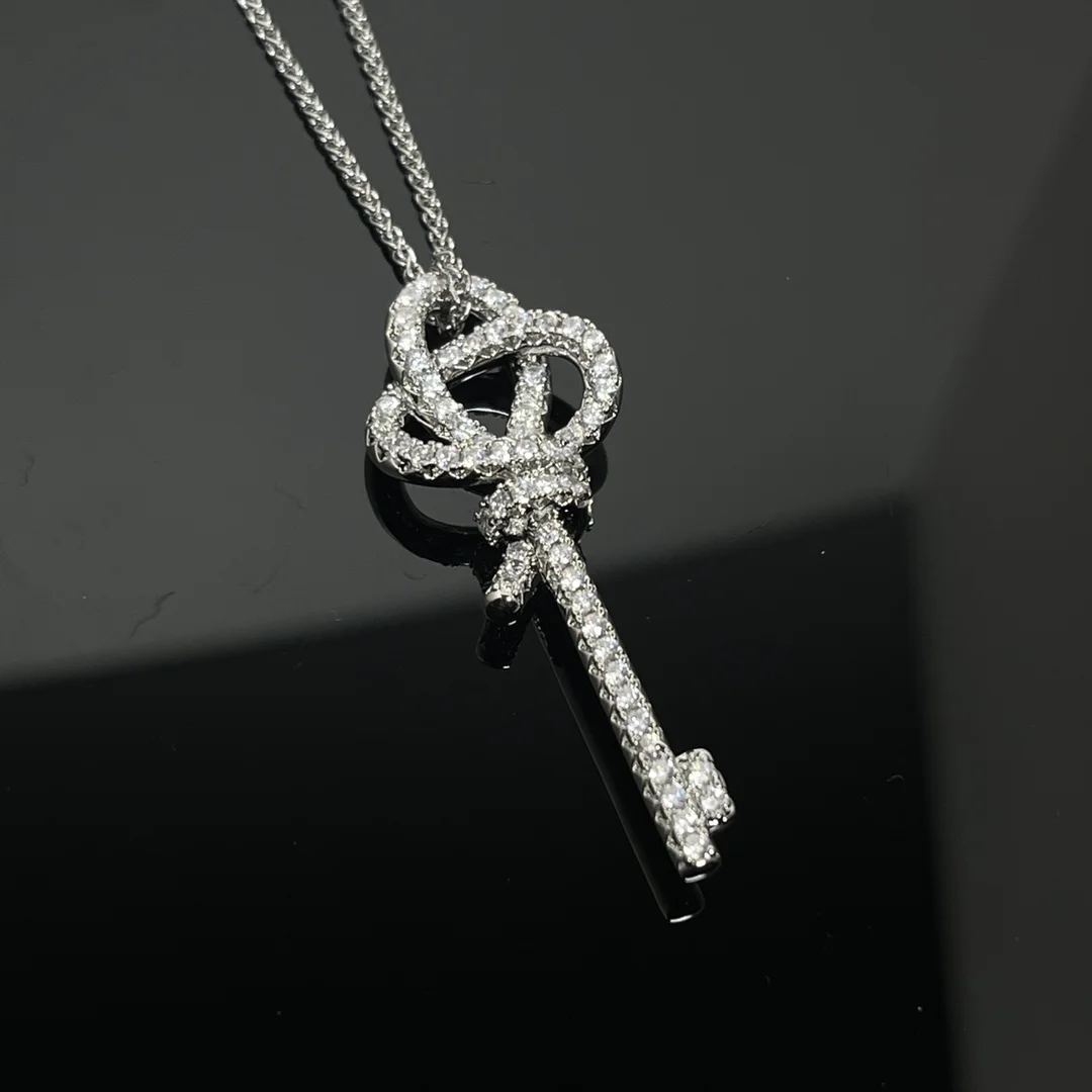Tiffany  Co. Woven Knot Key Pavé-Effect Necklace Silver-Tone product view 1