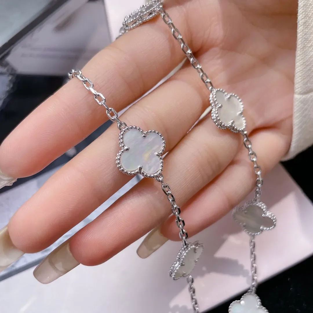 Van Cleef  Arpels Alhambra White Ten-Motif Silver-Tone Necklace product view 8