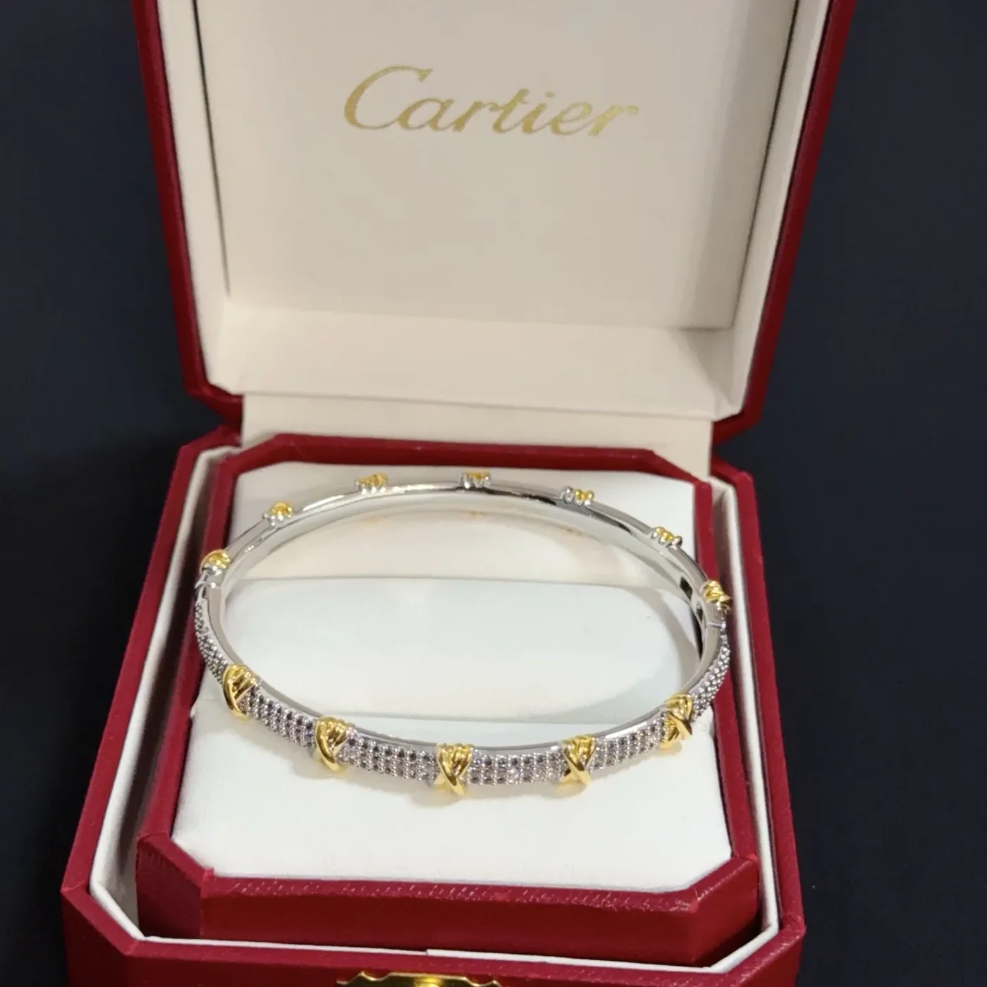 Cartier Two-Tone Beaded Bangle Bracelet product view 3