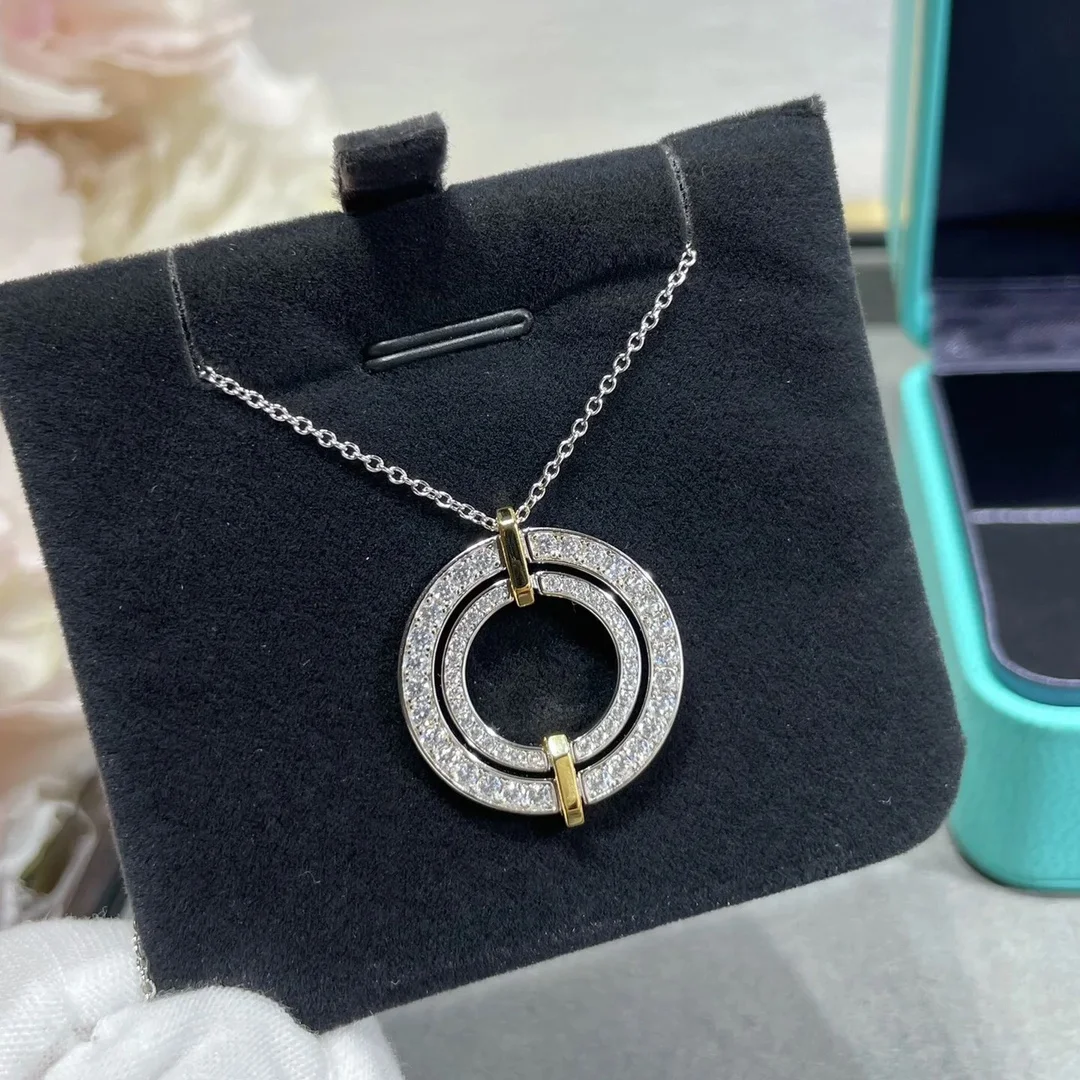 Tiffany  Co. Two-Tone Round Pavé-Effect Pendant Necklace Two-Tone product view 4