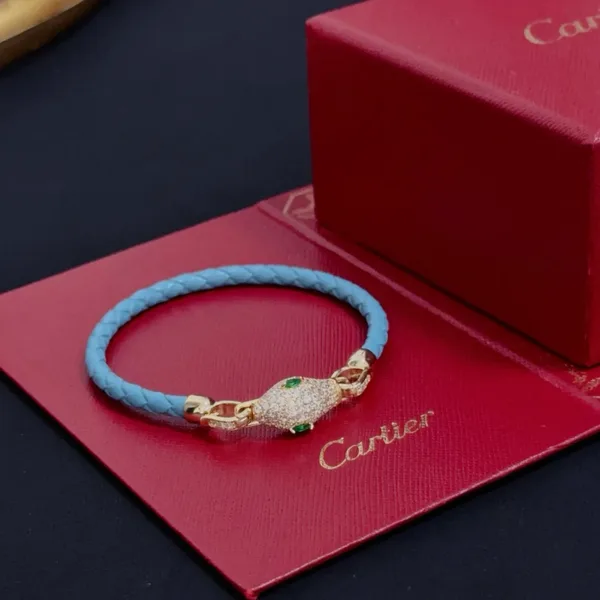 Cartier Panthere Blue Braided Bracelet with Gold-Tone Panther Clasp product view 6
